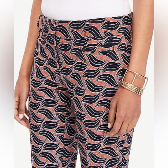 Ann Taylor Navy and Orange Devin Fit Trousers Size 10 - Picture 1 of 9